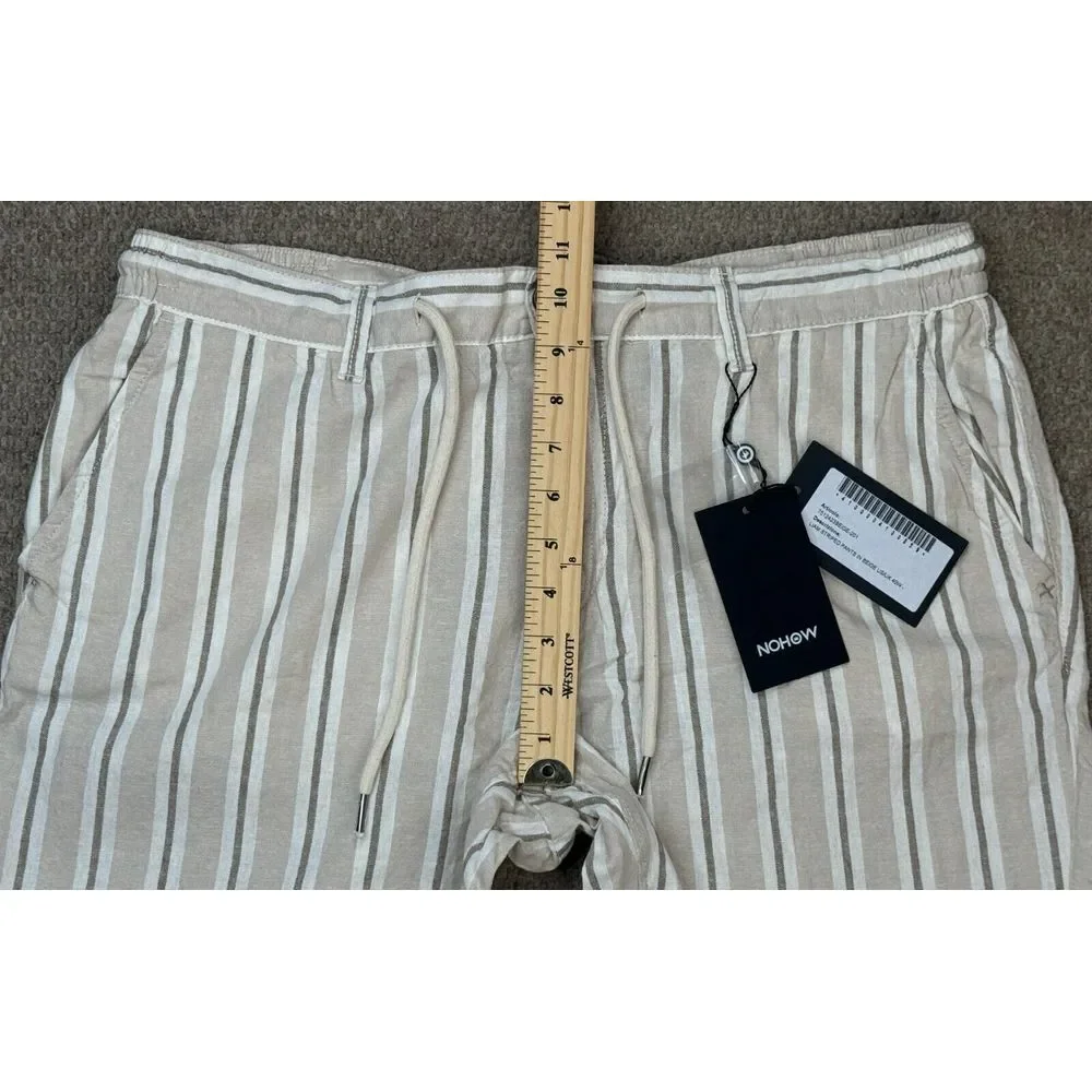 NOHOW Liam‎ Striped Beige Men's Casual Pants Size EU 54 US 40